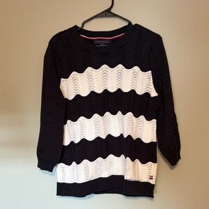 Women's Navy and White Sweater